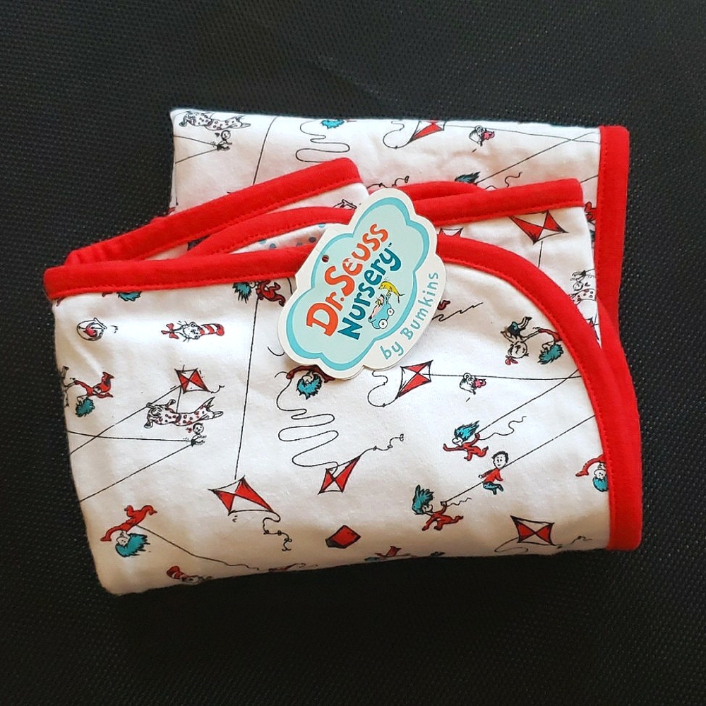 Vtg  New Dr. Seuss Nursery Bumkins Baby Blanket 100% Cotton 26” x 26”